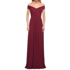 La Femme Off the Shoulder Net Jersey Long Dress 29168 Size 14